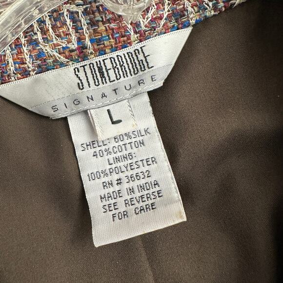 Vintage Stonebridge Womens Jacket Size L Silk Blend Embroidered‎ Beaded Tweed - Picture 3 of 7